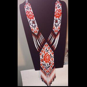 🌹 Beaded Gerdan with Rose Embroidery Motifs 🌹